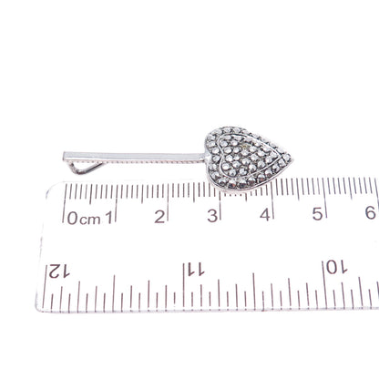 925 Sterling Silver Antique Real Marcasite Heart Drop Pendant (missing 1 stone)