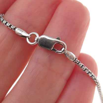 925 Sterling Silver Italy Round Box Chain Necklace 18"
