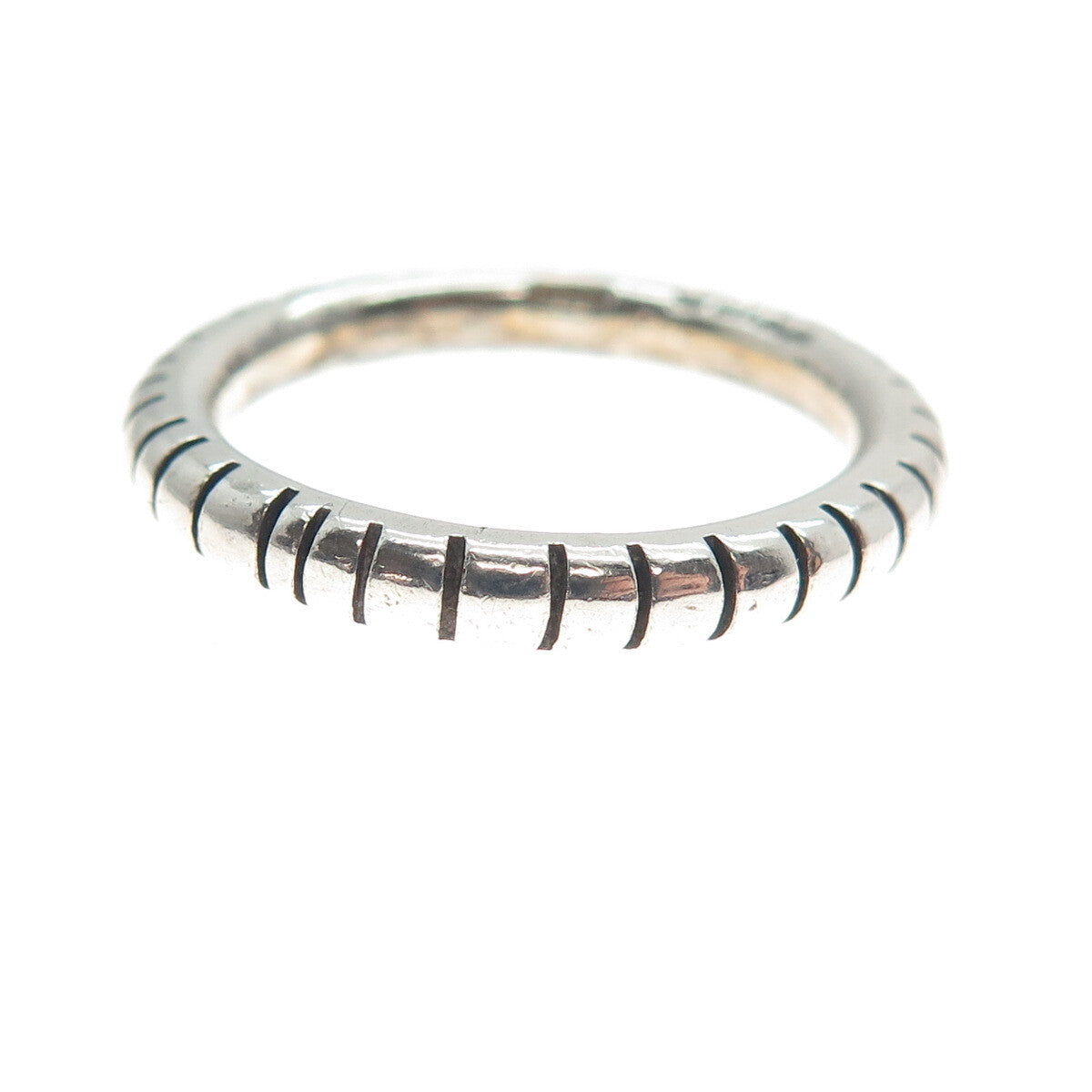 VERSANI 925 Sterling Silver Vintage Stackable Ribbed Band Ring Size 8.25