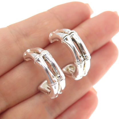 ECCLISSI 925 Sterling Silver Vintage Bamboo Hoop Earrings