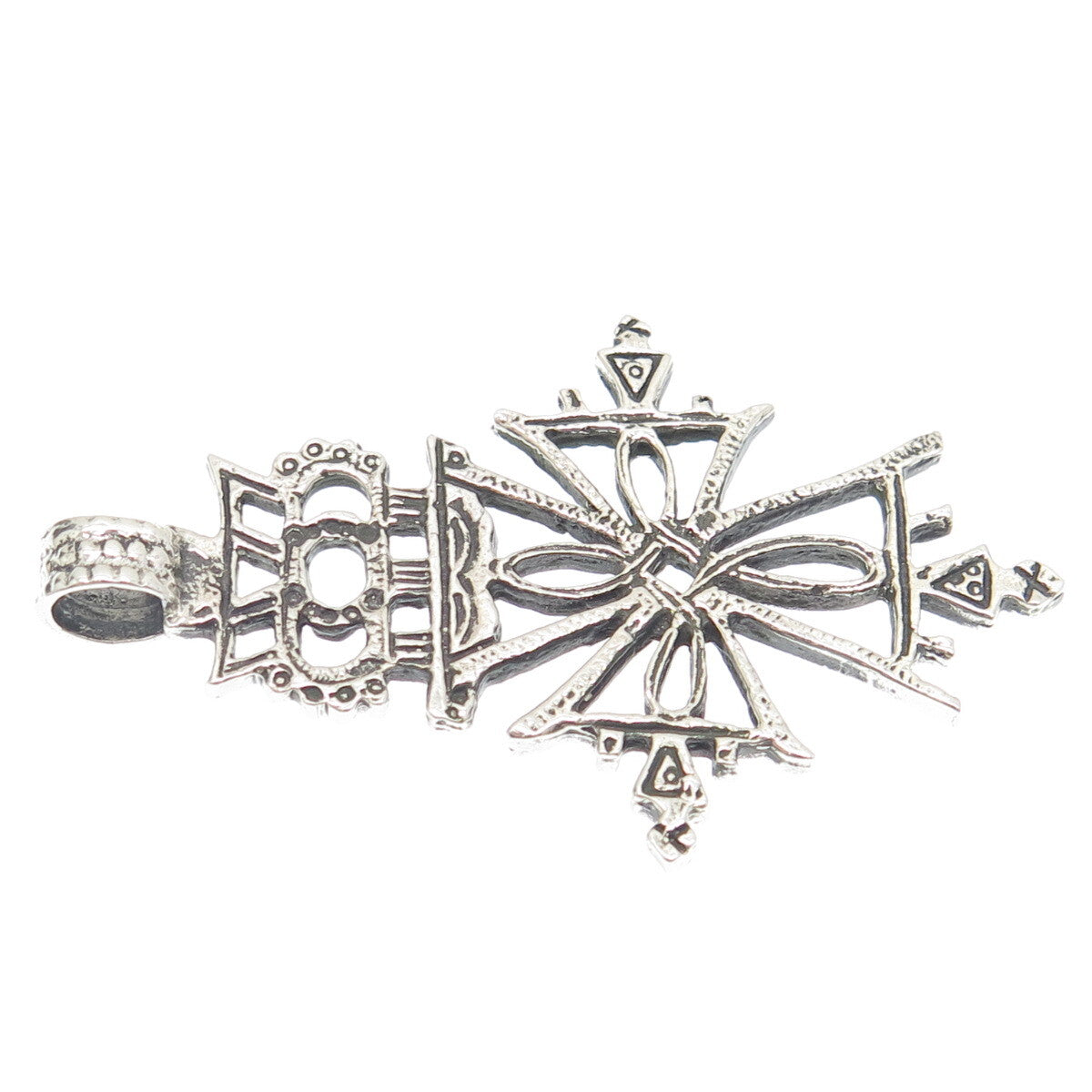 UNOAERRE 800 Silver Vintage Italy Cross Oxidized Pendant