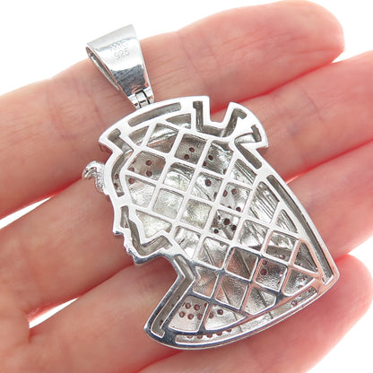 925 Sterling Silver Round-Cut Shaped C Z Egyptian Pharaoh Sparkle Pendant