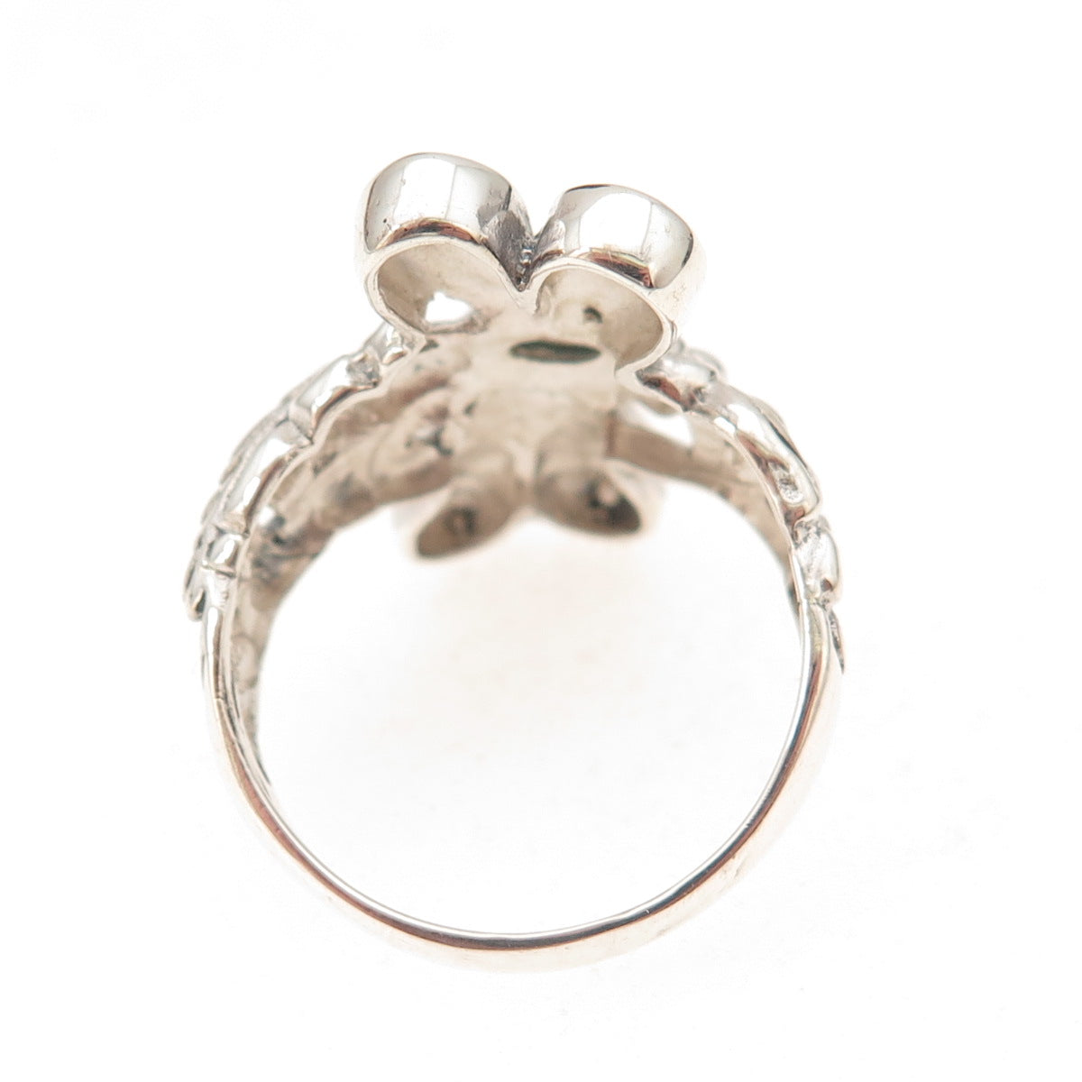 925 Sterling Silver Vintage Real Turquoise Dragonfly Oxidized Ring Size 9.25