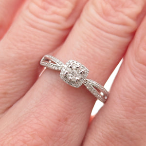 Sun 925 Sterling Silver Real Round-Cut Diamond Engagement Ring Size 7
