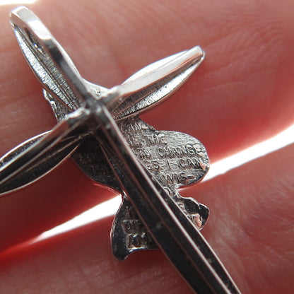 925 Sterling Silver Vintage Prayer Hand Cross Religious Pendant