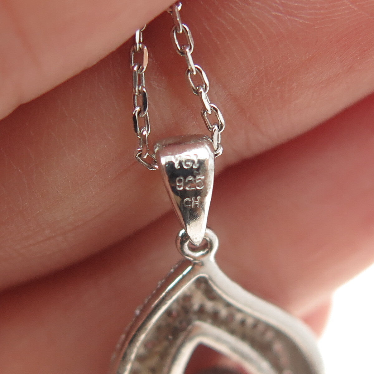 925 Sterling Silver Round-Cut C Z Modernist Eye Cable Chain Necklace 16"