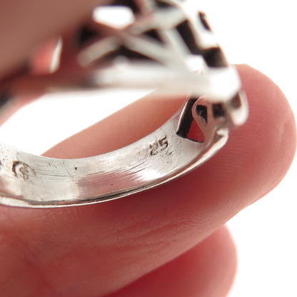 925 Sterling Silver Vintage Pentagram Celtic Knot Oxidized Ring Size 6.5