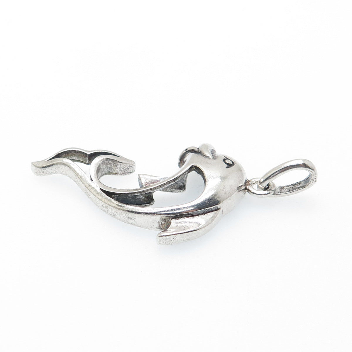 925 Sterling Silver Vintage Dolphin Oxidized Charm Pendant
