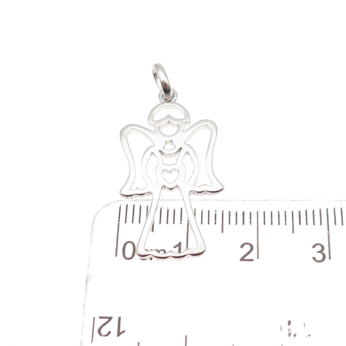 925 Sterling Silver Vintage BMD Heart Guardian Angel Charm Pendant