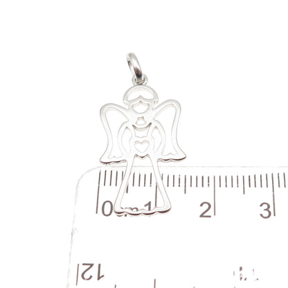 925 Sterling Silver Vintage BMD Heart Guardian Angel Charm Pendant