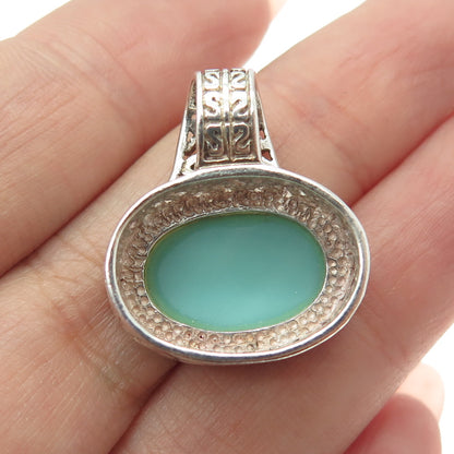 925 Sterling Silver Vintage Real Sleeping Beauty Turquoise Gem Slide Pendant