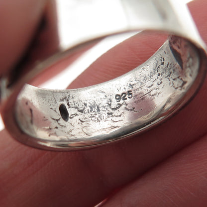 925 Sterling Silver Vintage Ethnic Oxidized Band Ring Size 6.75