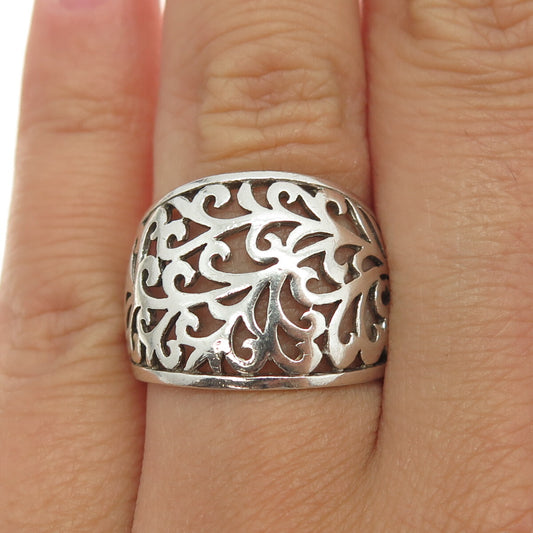 CHAPAL ZENRAY 925 Sterling Silver Vintage Ornate Floral Ring Size 7