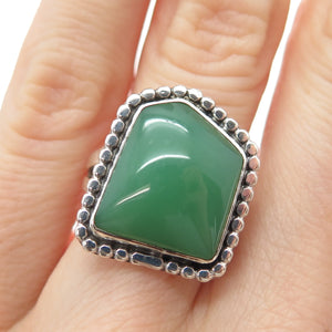 Old Pawn 925 Sterling Silver Vintage Southwestern Green Chalcedony Ring Size 5.5