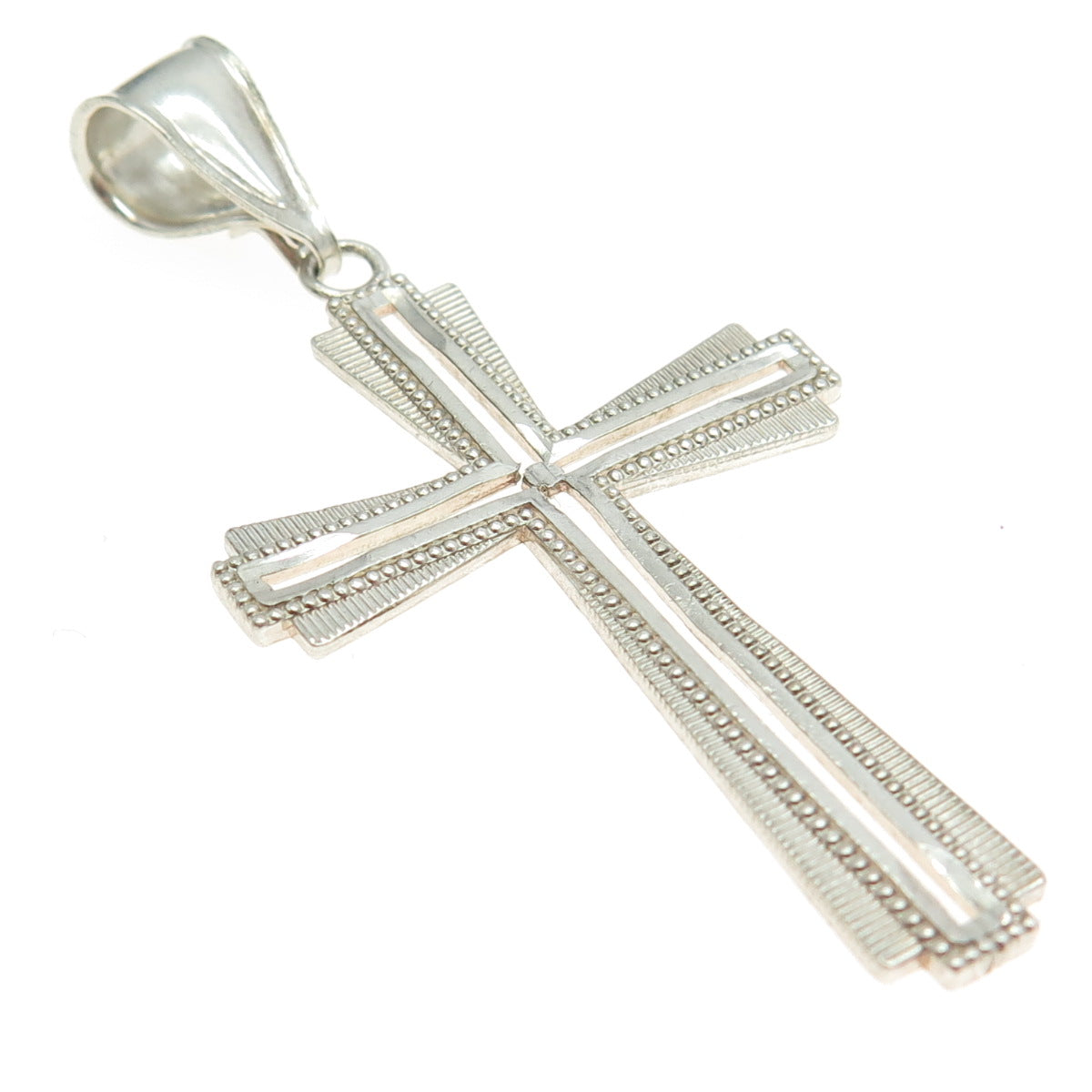 925 Sterling Silver Vintage Beaded Cross Pendant