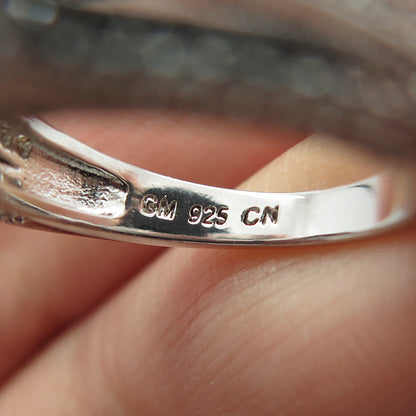 925 Sterling Silver Lab-Created Blue Sapphire & C Z Ring Size 5.25