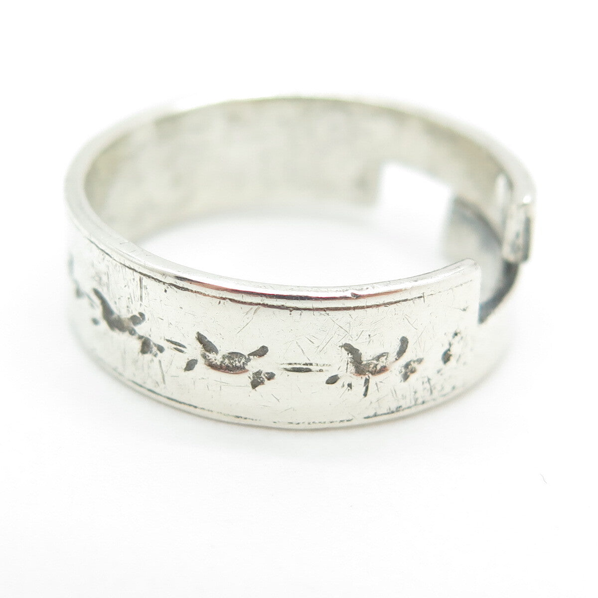 BOLECO 925 Sterling Silver Vintage Engraved Adjustable Band Ring Size 8.5