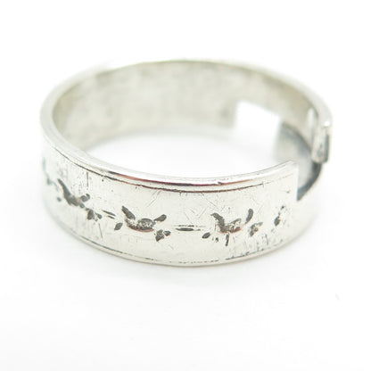 BOLECO 925 Sterling Silver Vintage Engraved Adjustable Band Ring Size 8.5