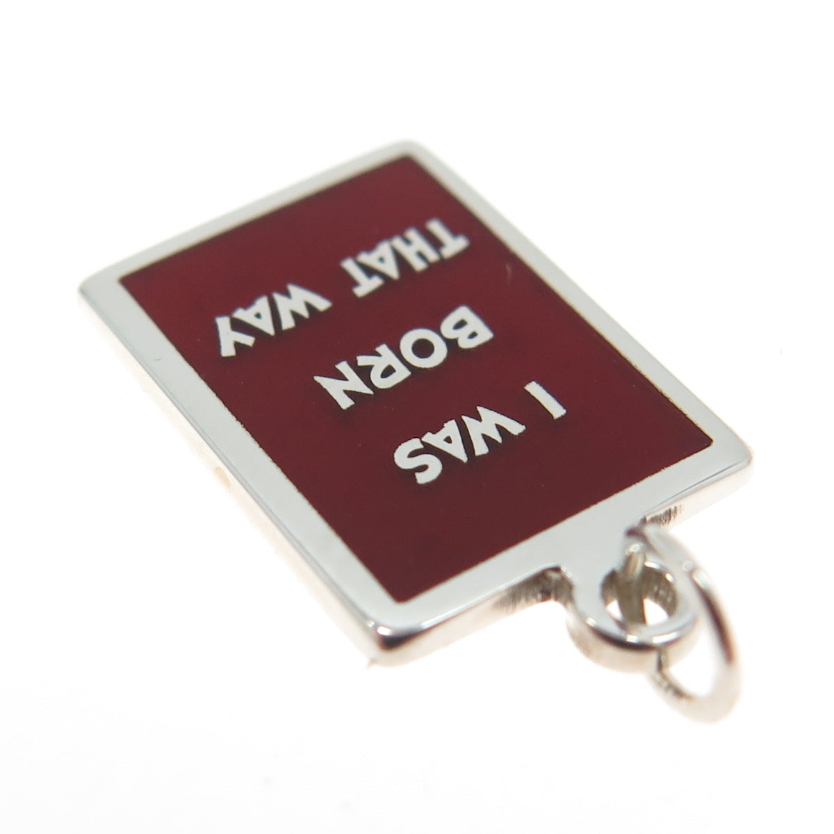 925 Sterling Silver Red Enamel "I Was Born This Way" Minimalist Charm Pendant