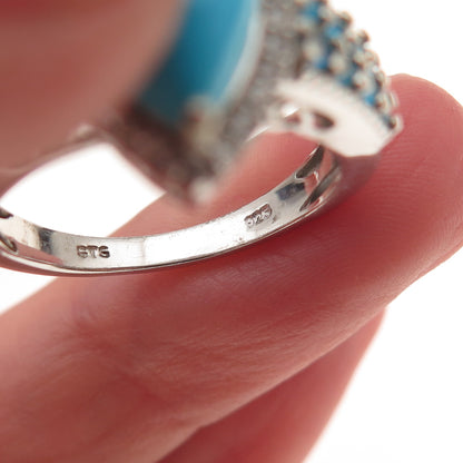 Chuck Clemency 925 Sterling Silver Real Turquoise Apatite & Topaz Ring Size 8