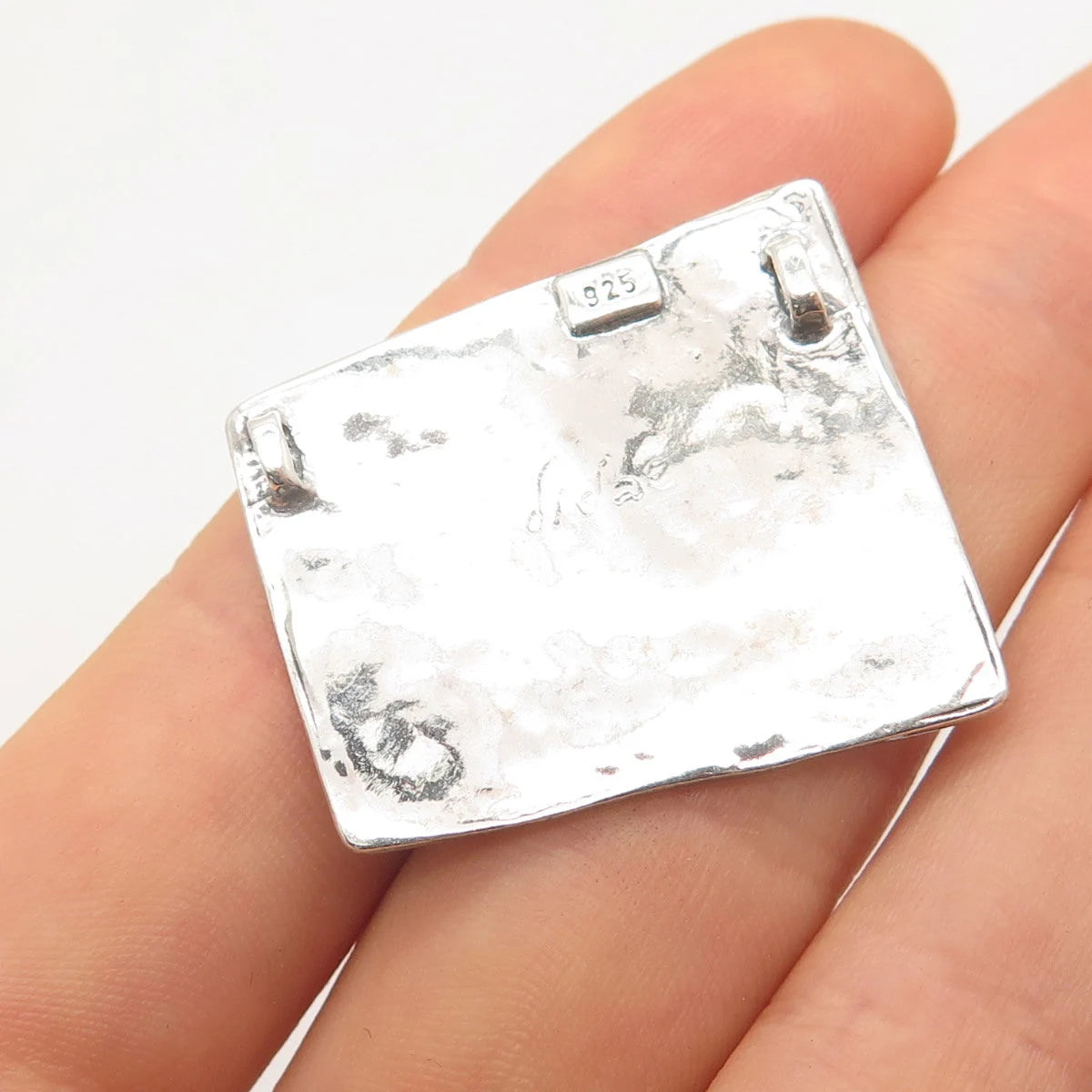 925 Sterling Silver Vintage Hammered Finish Slide Pendant