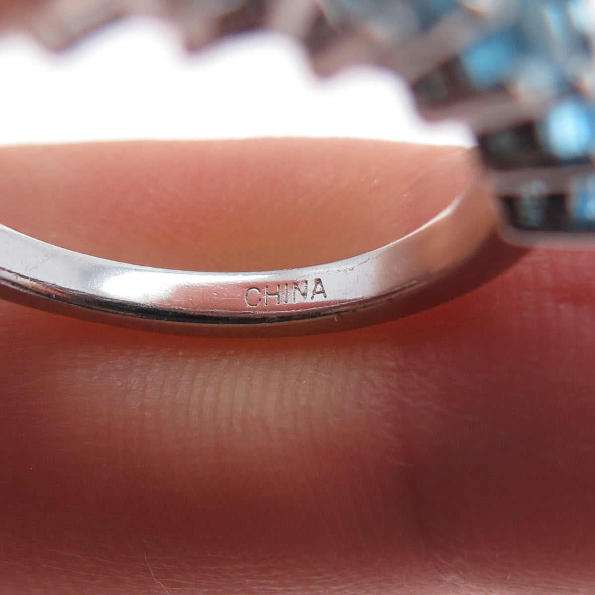 925 Sterling Silver Vintage Real Emerald-Cut Blue Topaz Ring Size 7