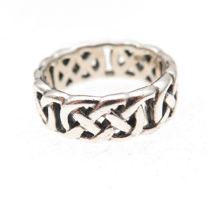 925 Sterling Silver Vintage Celtic Knot Oxidized Band Ring Size 5.5