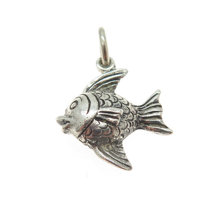 925 Sterling Silver Vintage Fish 3D Charm Pendant