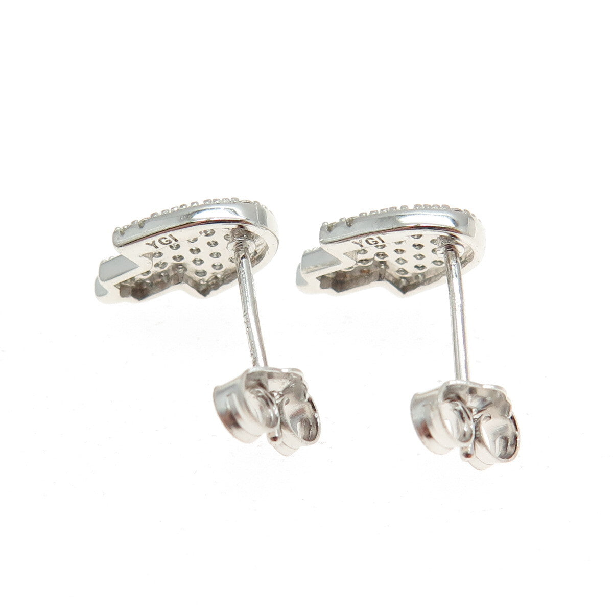 925 Sterling Silver Round-Cut C Z Sparkle Hamsa Stud Earrings