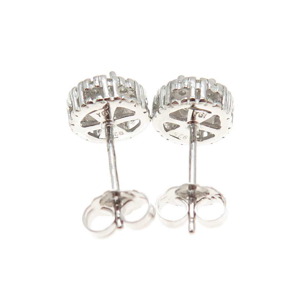 925 Sterling Silver Round-Cut C Z Sparkle Stud Earrings