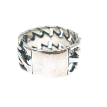 925 Sterling Silver Vintage Serpentine Link Oxidized Wide Band Ring Size 9.25