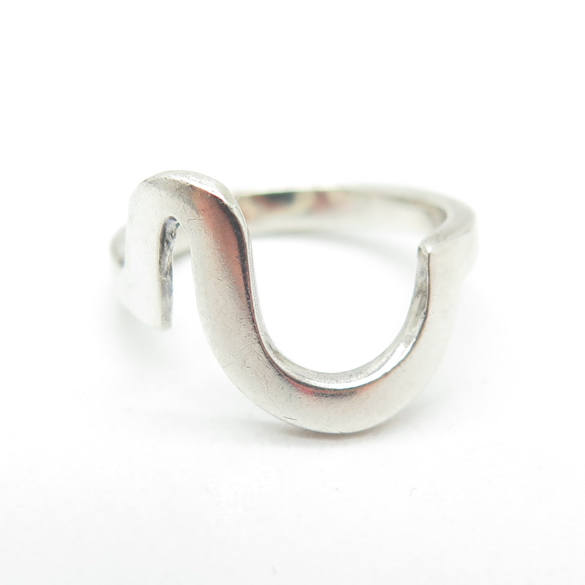 925 Sterling Silver Vintage Modernist Wavy Ring Size 3.75