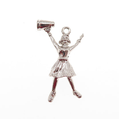 925 Sterling Silver Vintage Cheerleader Charm Pendant
