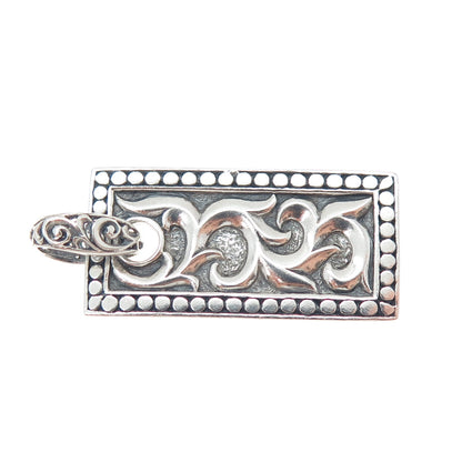 925 Sterling Silver Vintage Floral Oxidized Dotted Charm Pendant