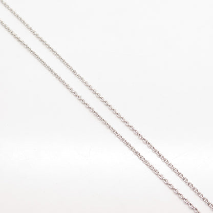 925 Sterling Silver Round-Cut C Z Rolo Chain Necklace 16"