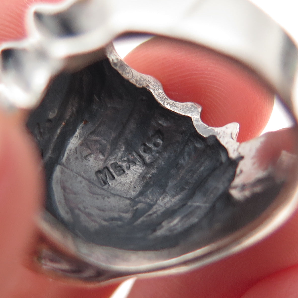 925 Sterling Silver Vintage Mexico Modernist Oxidized Ring Size 7.5