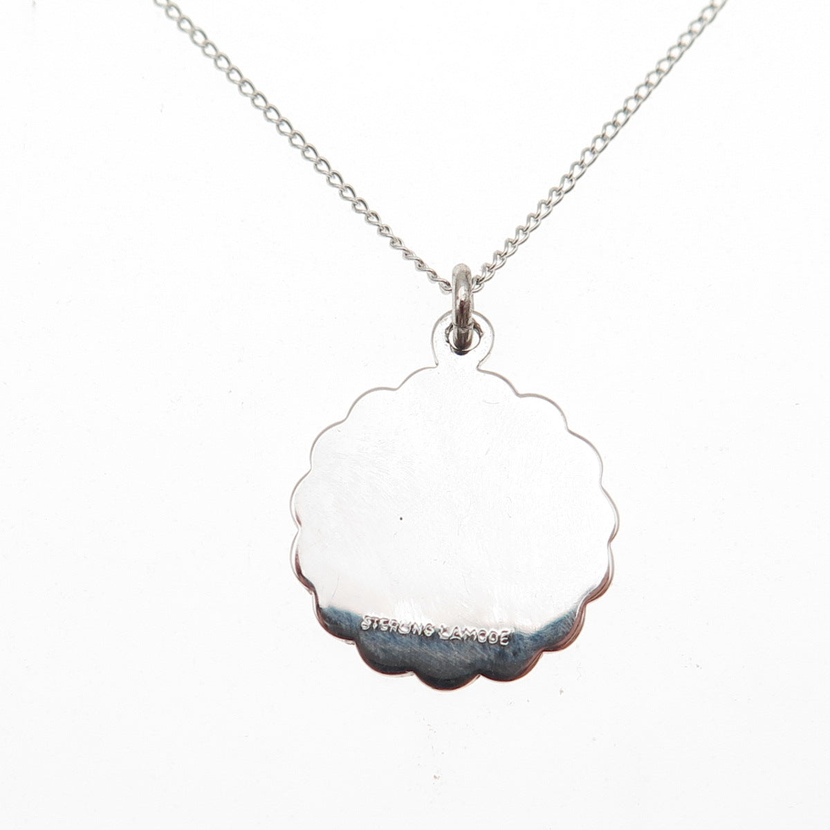 LAMODE 925 Sterling Silver Vintage Brushed Round Tag Cable Chain Necklace 16"