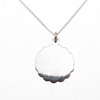 LAMODE 925 Sterling Silver Vintage Brushed Round Tag Cable Chain Necklace 16"