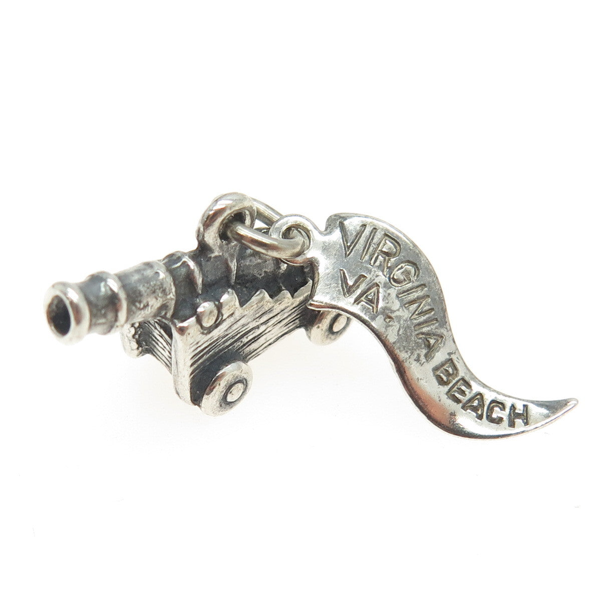 PACIFIC JEWELRY 925 Sterling Silver Vintage "Virginia Beach" Artillery Pendant