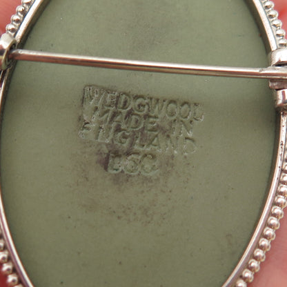 WEDGWOOD 925 Sterling Silver Vintage England Jasperware Muses Pin Brooch B60