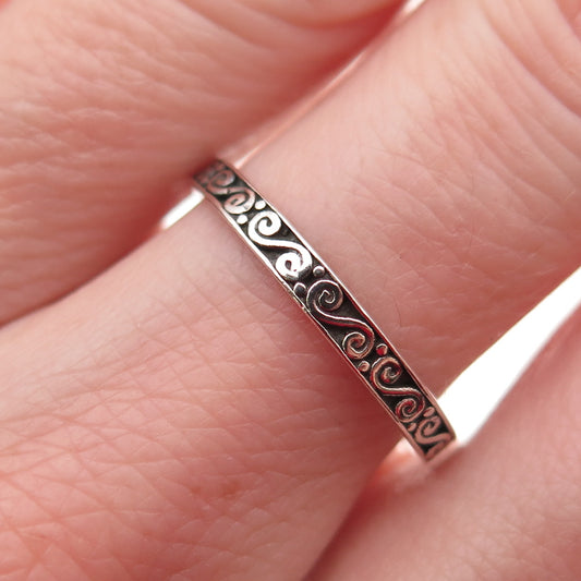JGD Janice Girardi Sterling Silver Vintage Swirl Stackable Band Ring Size 8.25