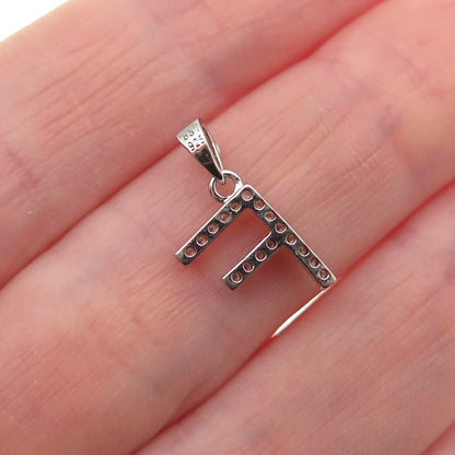 925 Sterling Silver Round-Cut C Z Letter F Initial Mini Charm Pendant