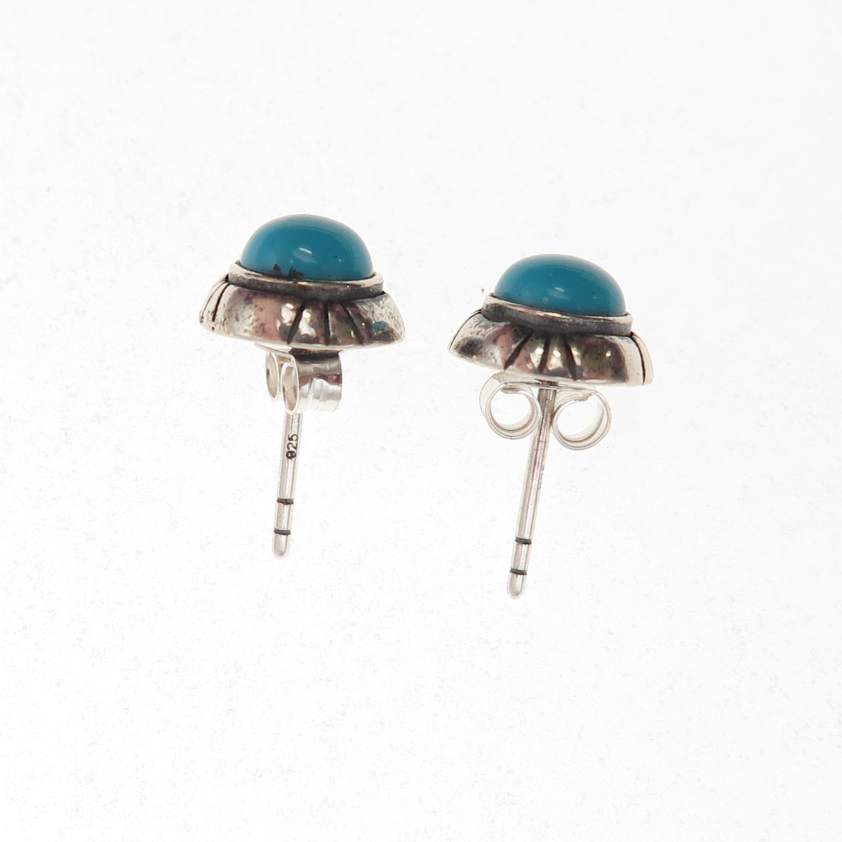 Desert Wind Sterling Silver Vintage Southwestern Real Turquoise Stud Earrings