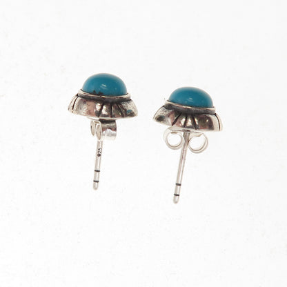 Desert Wind Sterling Silver Vintage Southwestern Real Turquoise Stud Earrings