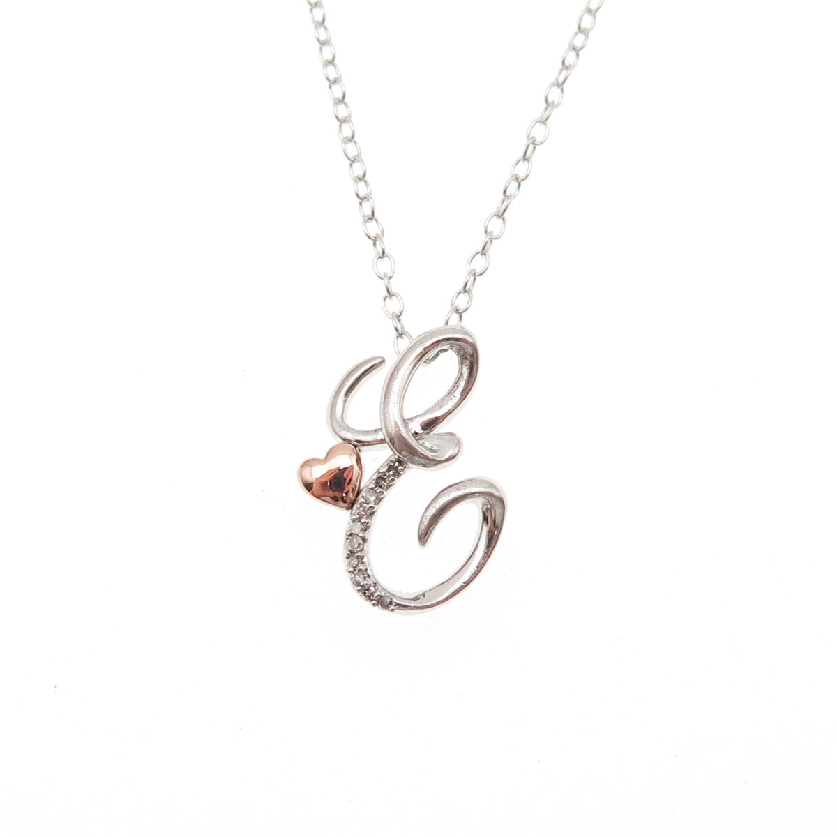 Alwand Vahan 925 Sterling 14K Gold Real Diamond I Am Loved Letter E Necklace 18"