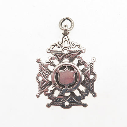 Herbert Bushell & Son Sterling Silver Antique 1928 Birmingham Cross Fob Pendant