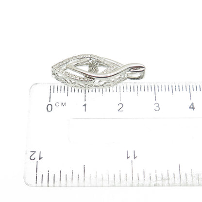 925 Sterling Silver Real Round-Cut Diamond Accent Interlocked Pendant