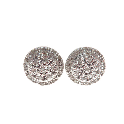 925 Sterling Silver Real Round-Cut Diamond Stud Earrings