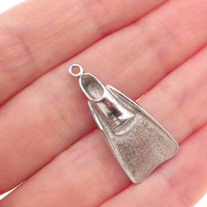 925 Sterling Silver Vintage HLP Scuba Diving Fin Oxidized Charm Pendant