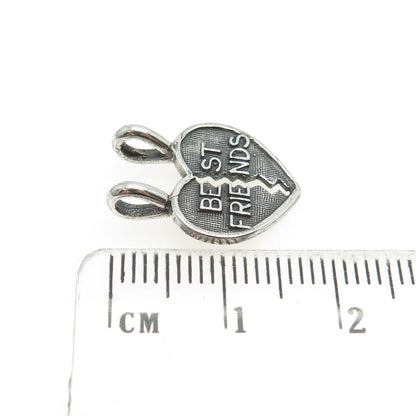 925 Sterling Silver Vintage "Best Friends" Broken Heart Pendant